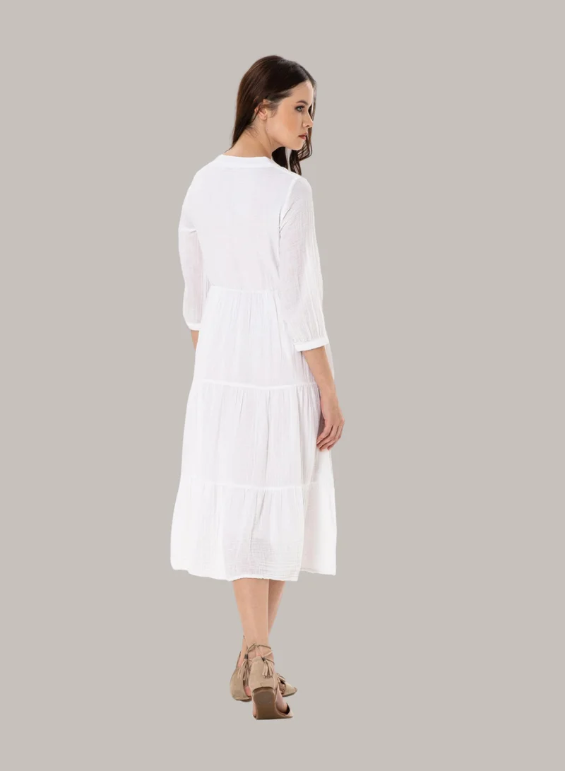 Just Nature  Button-Front Tiered Midi Dress for Women | Best Price UAE