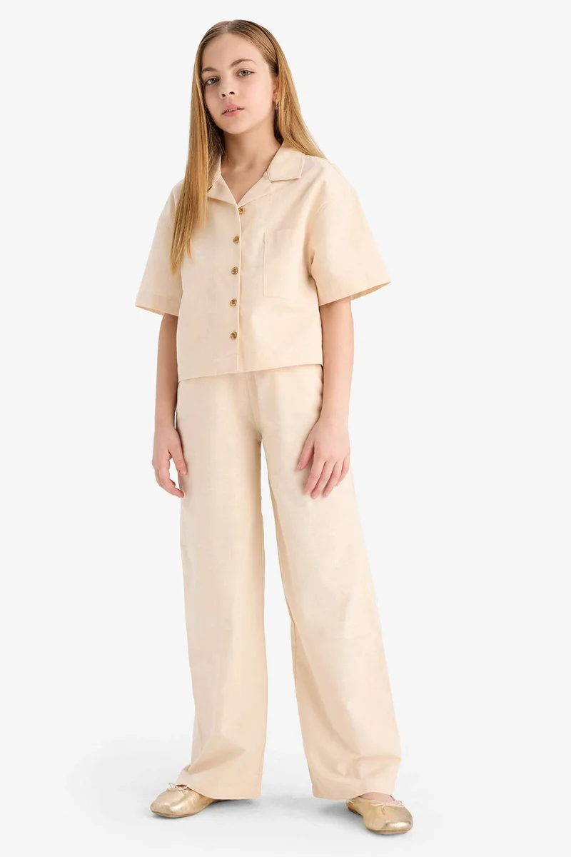 Defacto Wide Leg Cotton Trousers