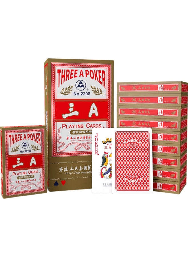 THREEA San A Guandan Playing Cards, Aaa Game Entertainment Cards, Blue Core Paper Cloth Pattern Wide Cards, 2208 Red, 10 Decks - Image 3