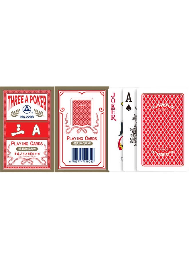 THREEA San A Guandan Playing Cards, Aaa Game Entertainment Cards, Blue Core Paper Cloth Pattern Wide Cards, 2208 Red, 10 Decks - Image 1