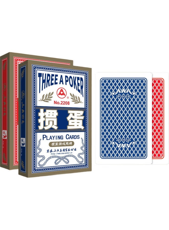 THREEA San A Guandan Playing Cards, Aaa Game Entertainment Cards, Blue Core Paper Cloth Pattern Wide Cards, 2208 Red, 10 Decks - Image 2