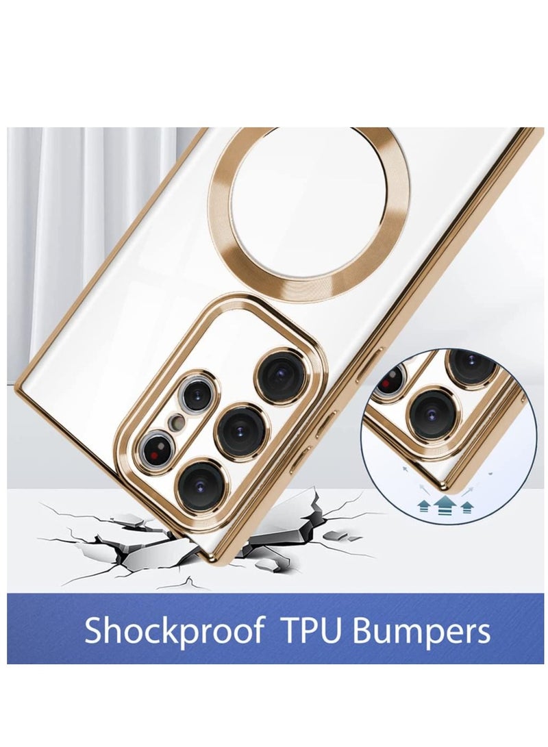 ELTRAZONE ELTERAZONE Magnetic Clear Case for Galaxy S23 Ultra Case,Compatible with MagSafe, Love Heart Design Electroplated Case Soft TPU Shockproof Full Camera Lens Protective Case for Samsung Galaxy S23 Ultra - Image 2