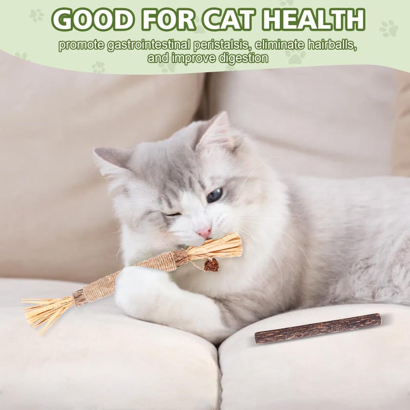 WOUSEDO 6 Pack Silvervine Sticks Cat Toy, Natural Chew Stick for Dental Care Teeth Cleaning,Matatabi Cat nip Treat Toys for Indoor Cats& Kittens - Image 4