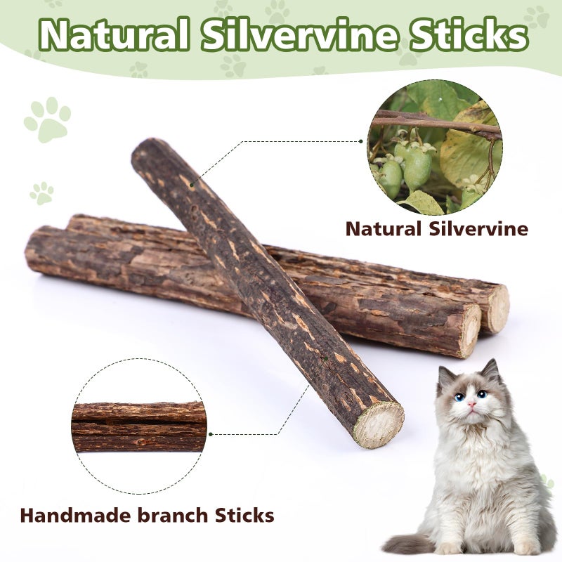 WOUSEDO 6 Pack Silvervine Sticks Cat Toy, Natural Chew Stick for Dental Care Teeth Cleaning,Matatabi Cat nip Treat Toys for Indoor Cats& Kittens - Image 3