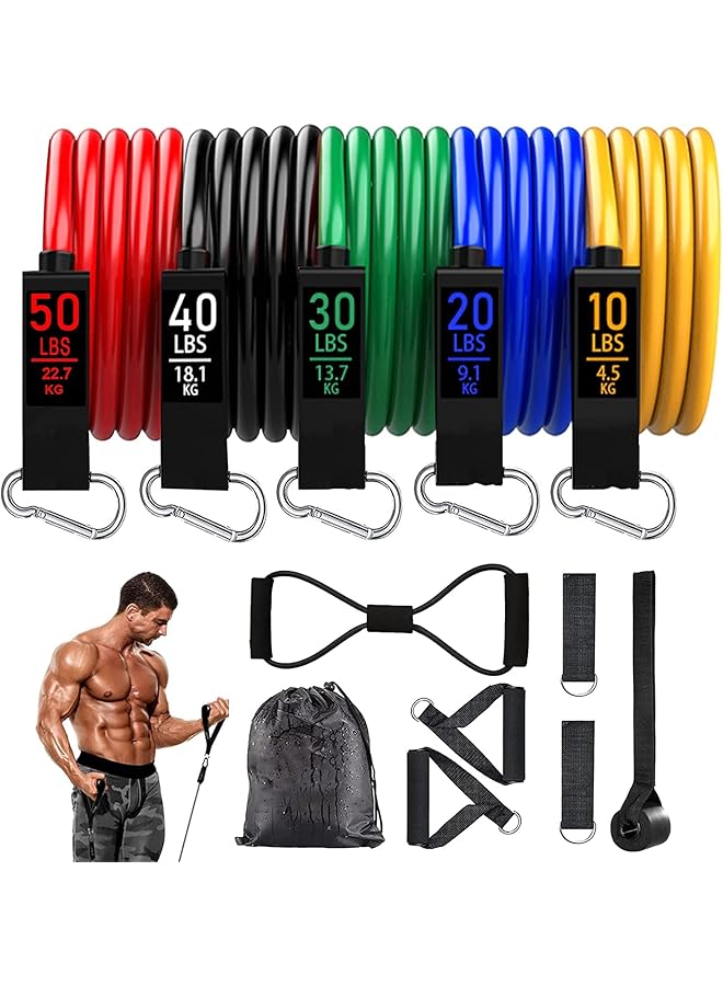 S-TOP Resistance Bands set of 12pcs, Workout Bands, Exercise Bands for Men and Women, Fitness Stretch Bands for Strength Training, Physical Therapy, Shape Body, Complete Home Workout Equipment - Image 1