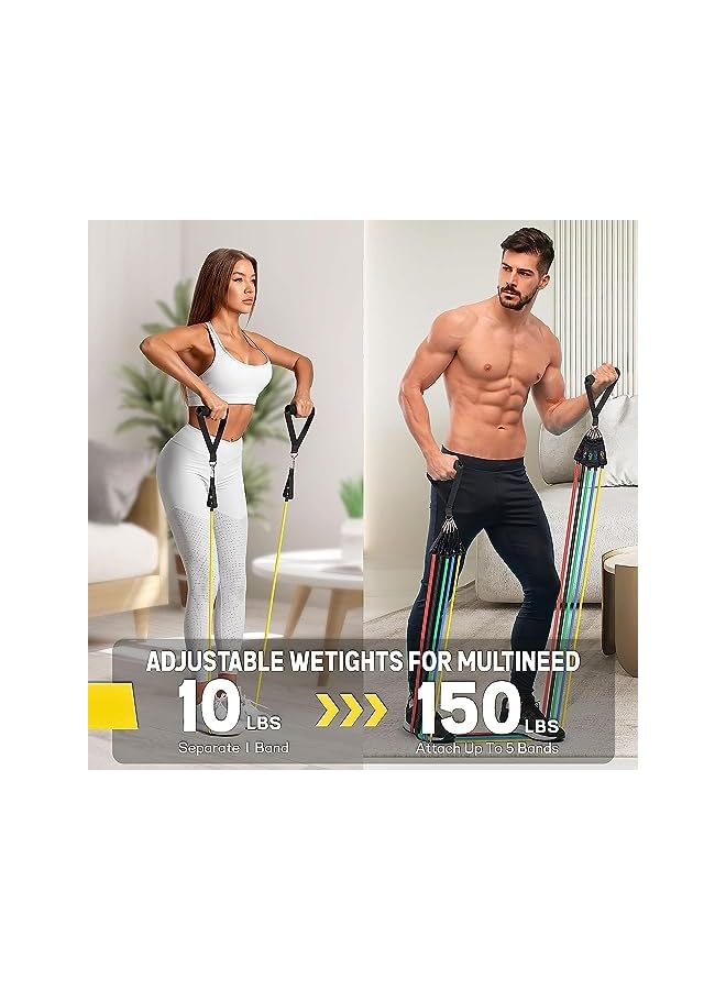 S-TOP Resistance Bands set of 12pcs, Workout Bands, Exercise Bands for Men and Women, Fitness Stretch Bands for Strength Training, Physical Therapy, Shape Body, Complete Home Workout Equipment - Image 4