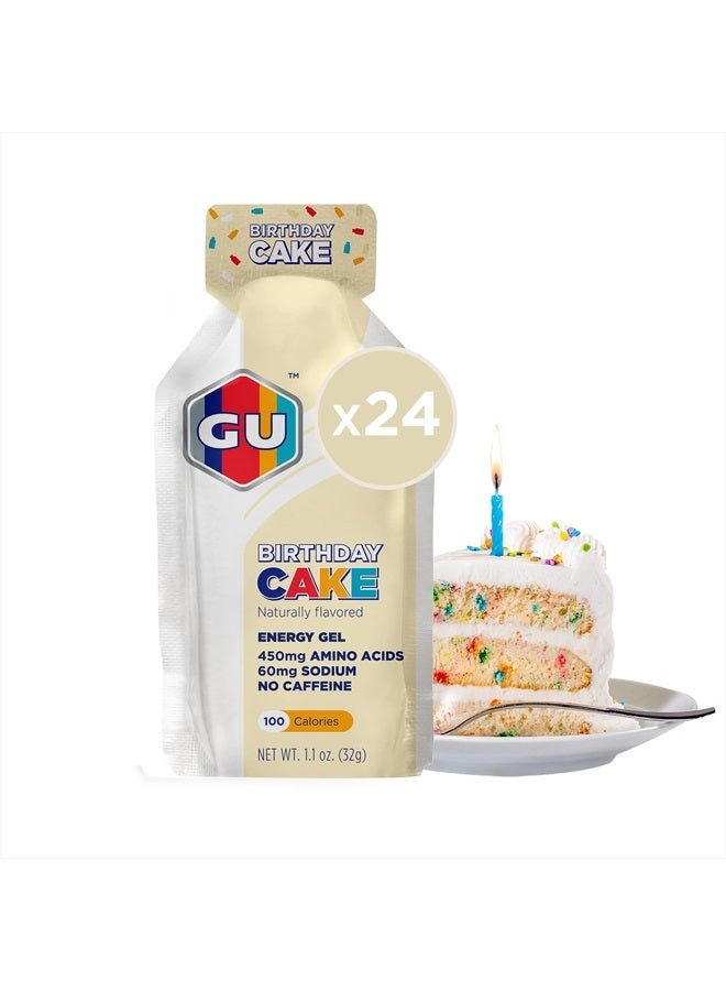 GU Energy Original Sports Nutrition Energy Gel, Vegan, Gluten-Free, Kosher, and Dairy-Free On-the-Go Energy for Any Workout, 24-Count, Birthday Cake - Image 1