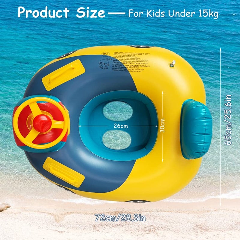 Proberos ® Baby Swimming Tube for Kids Under 15kg, Thickened PVC Inflatable Pool Float Seat with Anti-Flip Design, Safe Handles, 72x65cm, for Toddlers Age 4 and Below, Summer Swim Toy for Beach Pool - Image 2