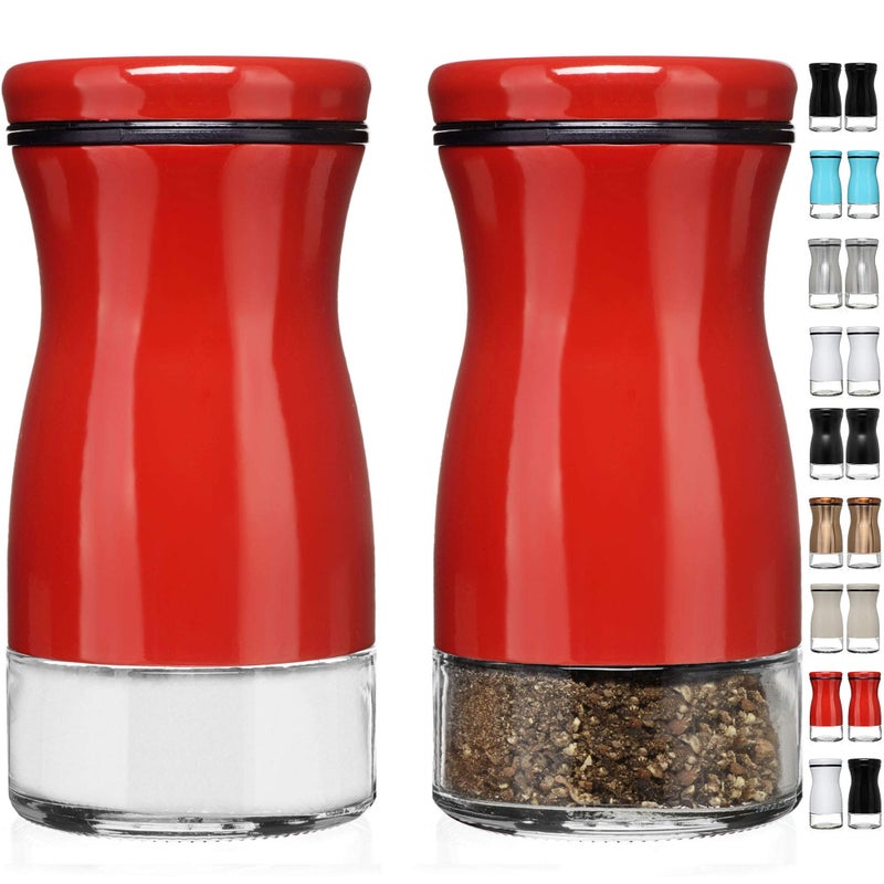 CHEFVANTAGE Salt and Pepper Shakers Set with Adjustable Pour Holes by CHEFVANTAGE - Red - Image 1