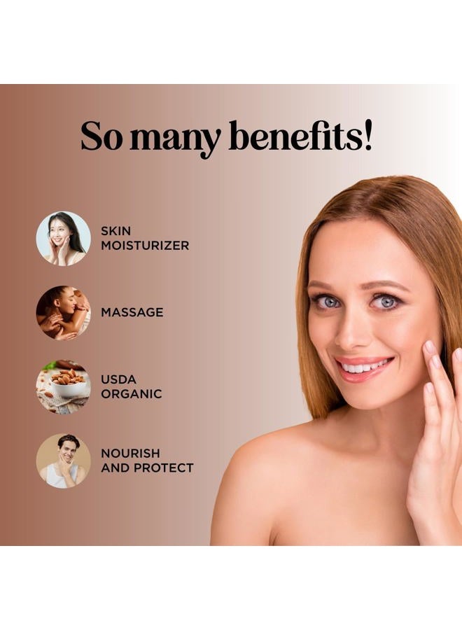 Maple Holistics زيت اللوز الحلو العضوي من وزارة الزراعة الأمريكية - زيت لوز عضوي نقي مضغوط على البارد للبشرة والشعر والأظافر - زيت جسم مرطب عضوي للنساء والرجال بالإضافة إلى زيت ناقل لخلط الزيوت الأساسية 16 أونصة - Image 3