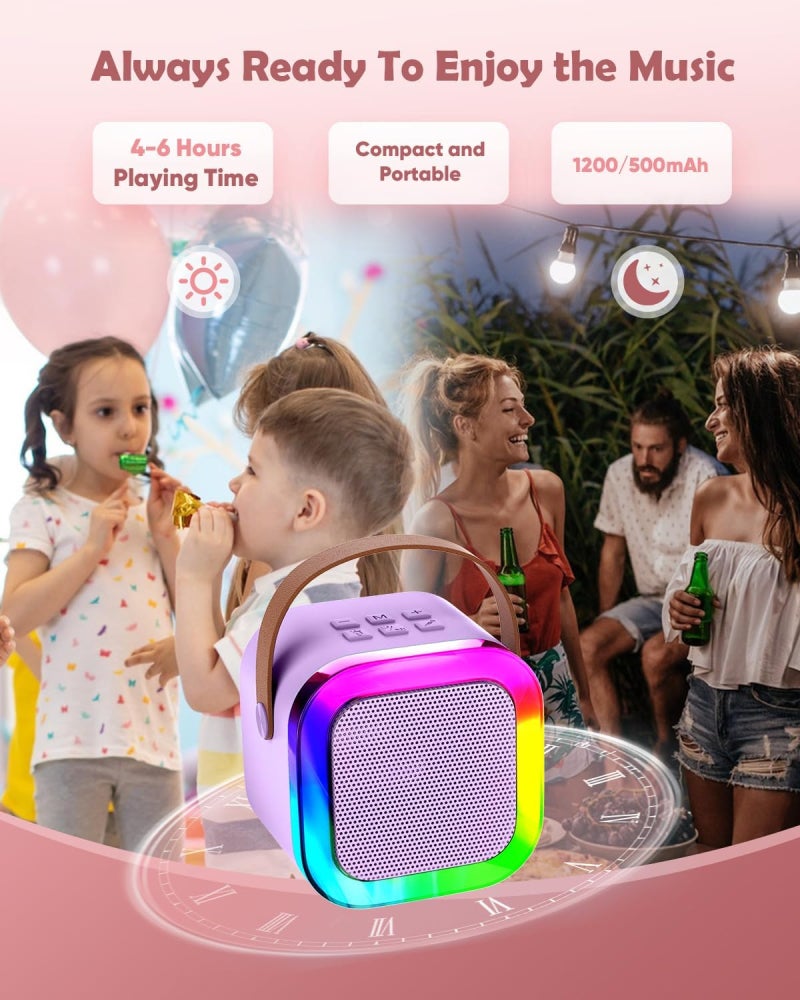 Karaoke Machine: Purple 2x Wireless Microphones - Multifunctional Design Supports BT 5.0 DSP Noise Reduction High-quality Sound Portable Karaoke Microphone for Adults Kids Home Entertainment - Image 5