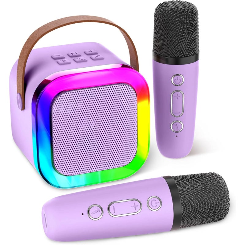 Karaoke Machine: Purple 2x Wireless Microphones - Multifunctional Design Supports BT 5.0 DSP Noise Reduction High-quality Sound Portable Karaoke Microphone for Adults Kids Home Entertainment - Image 1