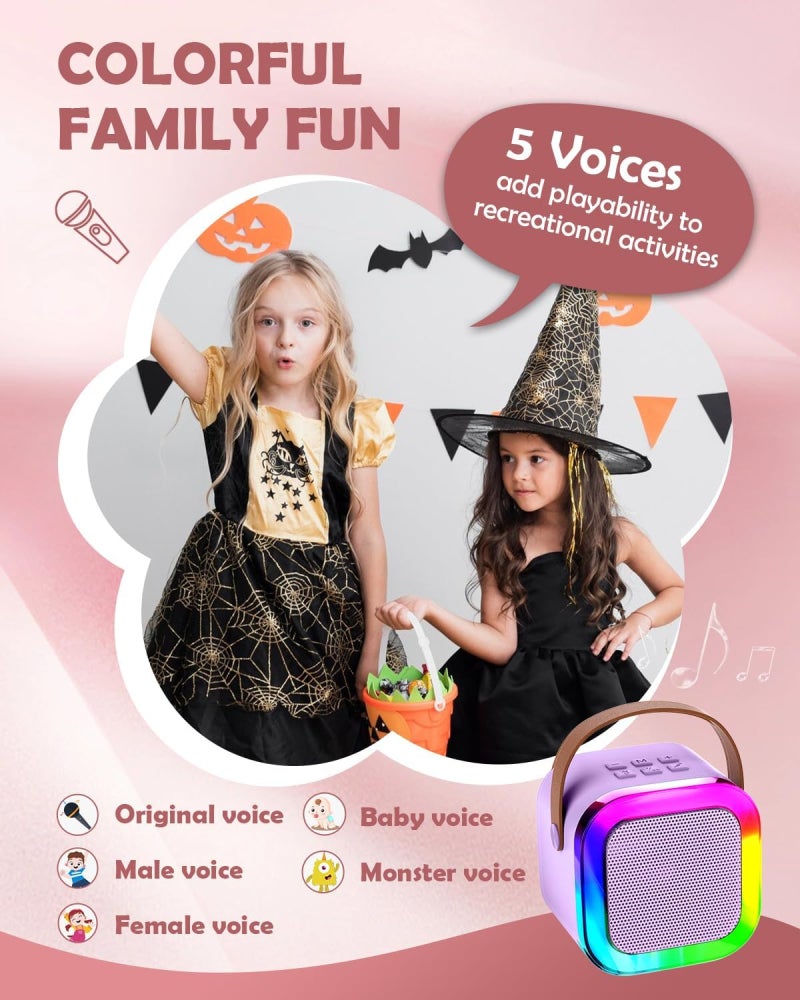 Karaoke Machine: Purple 2x Wireless Microphones - Multifunctional Design Supports BT 5.0 DSP Noise Reduction High-quality Sound Portable Karaoke Microphone for Adults Kids Home Entertainment - Image 3