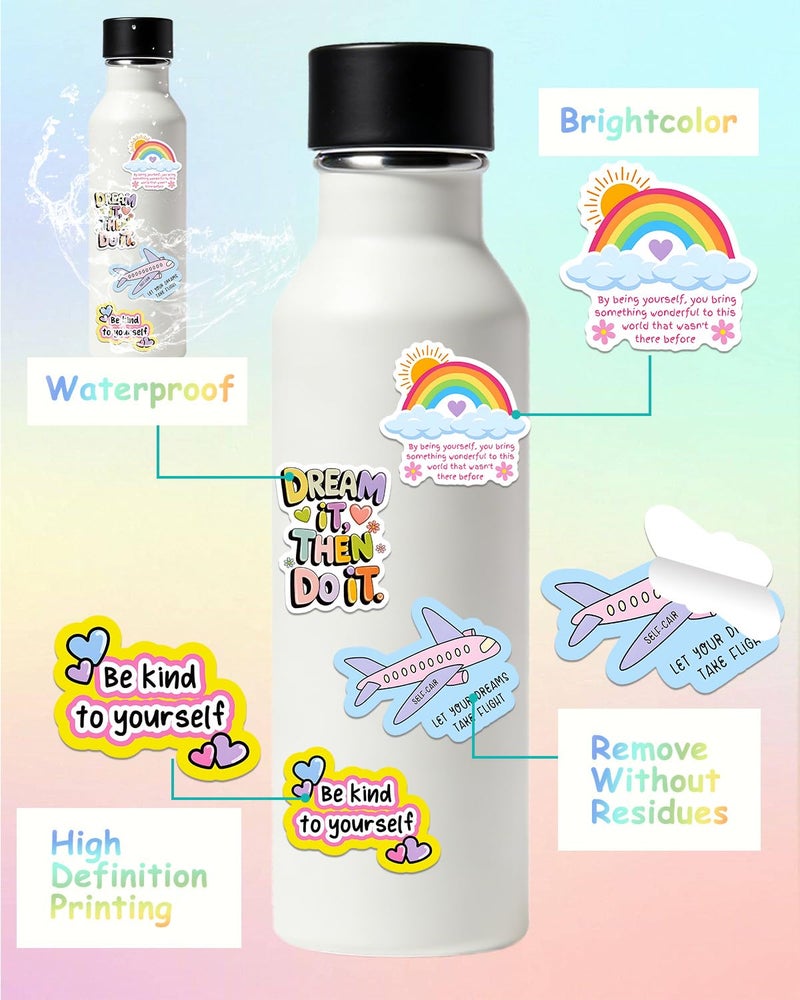 Airnogo Holographic Stickers 100 Pcs Motivational Sticker Pack, Prizes for Kids Classroom, Waterproof Vinyl Stickers for Water Bottles Laptop Scrapbook Journal Luggage Skateboard Tumbler Notebook Guitar etc - Image 2
