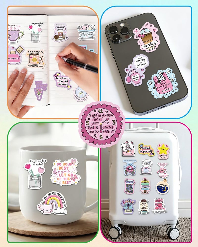 Airnogo Holographic Stickers 100 Pcs Motivational Sticker Pack, Prizes for Kids Classroom, Waterproof Vinyl Stickers for Water Bottles Laptop Scrapbook Journal Luggage Skateboard Tumbler Notebook Guitar etc - Image 3