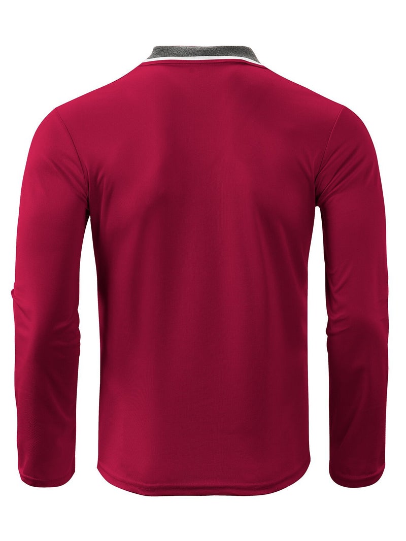 Men's Long Sleeve Polo Shirt Golf Top Turned Collar Casual Sportswear - Image 2