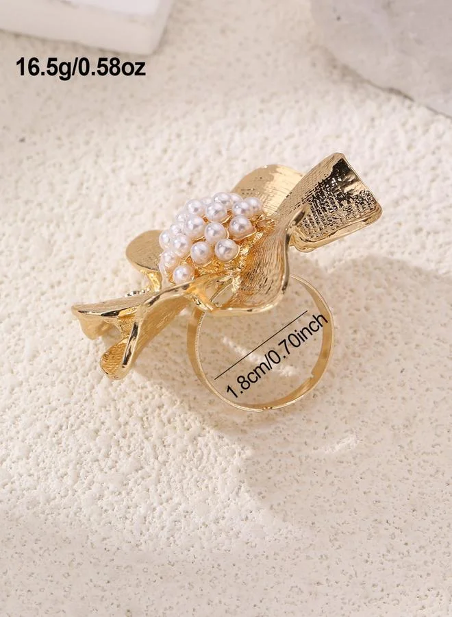 Take Two  Flower Faux Pearl Embellished Ring for Women | Best Price UAE