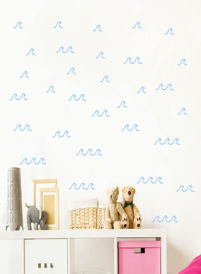 JURUOXIN 88 Pcs/Pack Ocean Waves Wall Sticker for Kids Room Decal Sea Surge Living Room Decor YMX60 (Light Blue) - Image 1