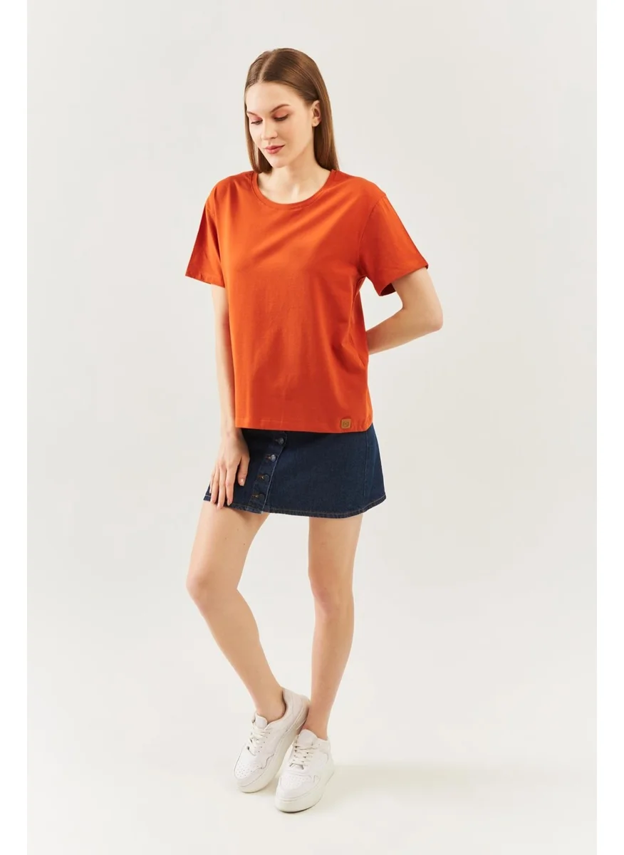 Butikgiz Tile Oversize Comfortable 100% Cotton Combed Crew Neck Short Sleeve Basic T-Shirt