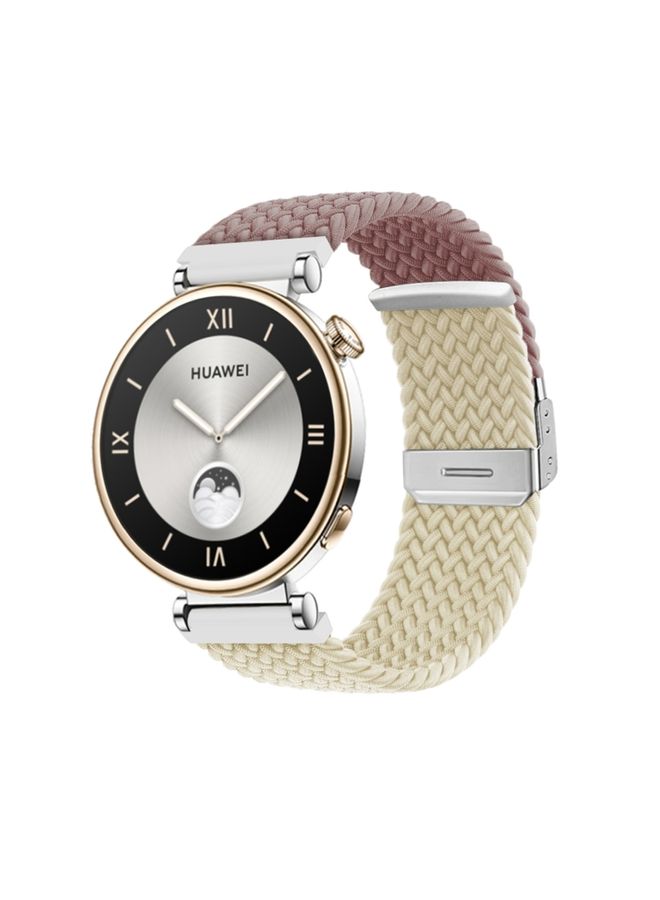 Replacement Strap For Huawei Watch GT4 41mm Integrated Buckle Braided Nylon Watch Band Smoke Purple+Starlight 