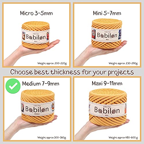 Bobilon T-Shirt Yarn Fettuccini Zpagetti Style, 7-9 mm Yarn for Crocheting, Knitting, Macrame, Ribbon Cotton Fabric, Deep Ocean - Image 2