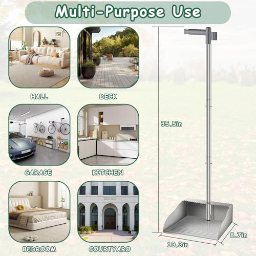 Yangbaga Metal Dust Pans with Long HandleHeavy Duty Dust Pan with HandleUpright Stand Up Dustpan with Dust Pan Teeth to Clean Hair for Home Kitchen Office Lobby Floor Garden - Image 3