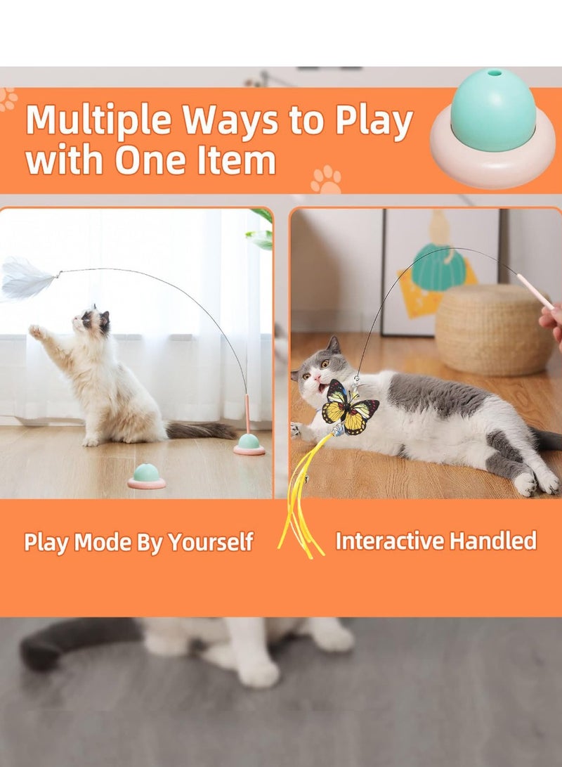 لعبة القط عصا ، لعبة القط ريشة الدوارة ، التفاعلية لعبة القط المحمولة واليدين الحرة لعبة السيارات ، مع 3 إضافية استبدال الريش ، الوردي ، 90 سم - Image 3