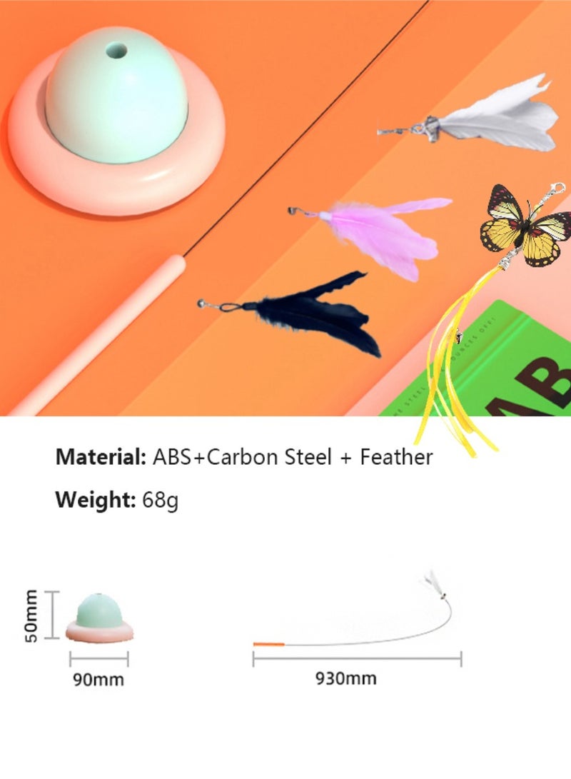 لعبة القط عصا ، لعبة القط ريشة الدوارة ، التفاعلية لعبة القط المحمولة واليدين الحرة لعبة السيارات ، مع 3 إضافية استبدال الريش ، الوردي ، 90 سم - Image 4