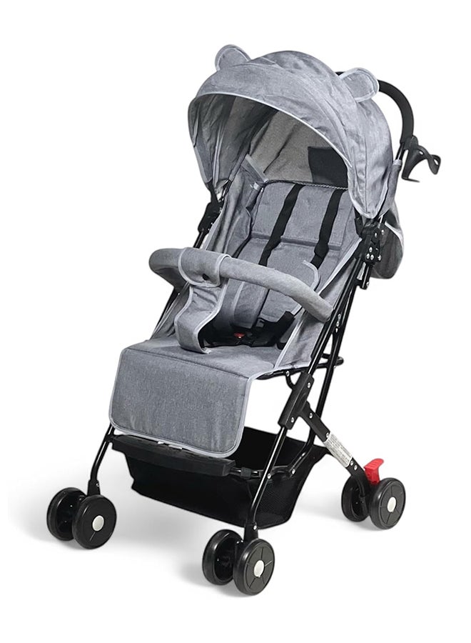 AL BADER Foldable Baby Stroller With Storage Basket And Umbrella Adjustable Backseat Lightweight Travel Strollers For Infants 0 To 36 Month Gray - Image 1
