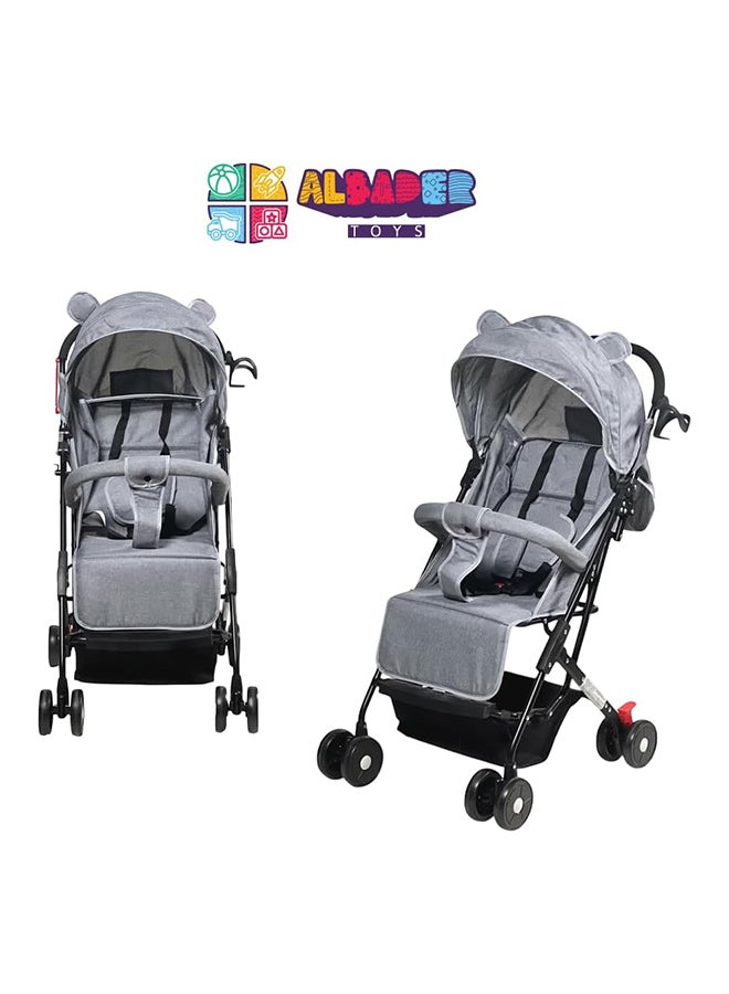 AL BADER Foldable Baby Stroller With Storage Basket And Umbrella Adjustable Backseat Lightweight Travel Strollers For Infants 0 To 36 Month Gray - Image 2