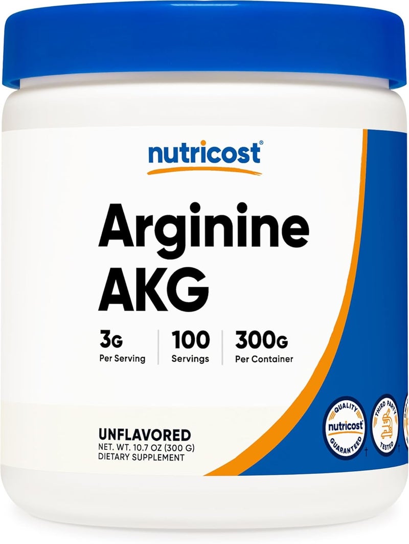 Nutricost مسحوق نوتريكوست أرجينين AKG 300 جرام AAKG 3 جرام لكل حصة 100 حصة أرجينين ألفا كيتوجلوتارات نقي - Image 1