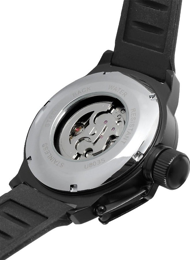 FORSINING ​​Forsining Men's Semi-Automatic Skeleton Watch - Blue Openworked Dial with Black Strap, Hand-Winding Mechanical Movement, Contemporary Casual Style for Daily Wear & Social Events​​  - Image 4