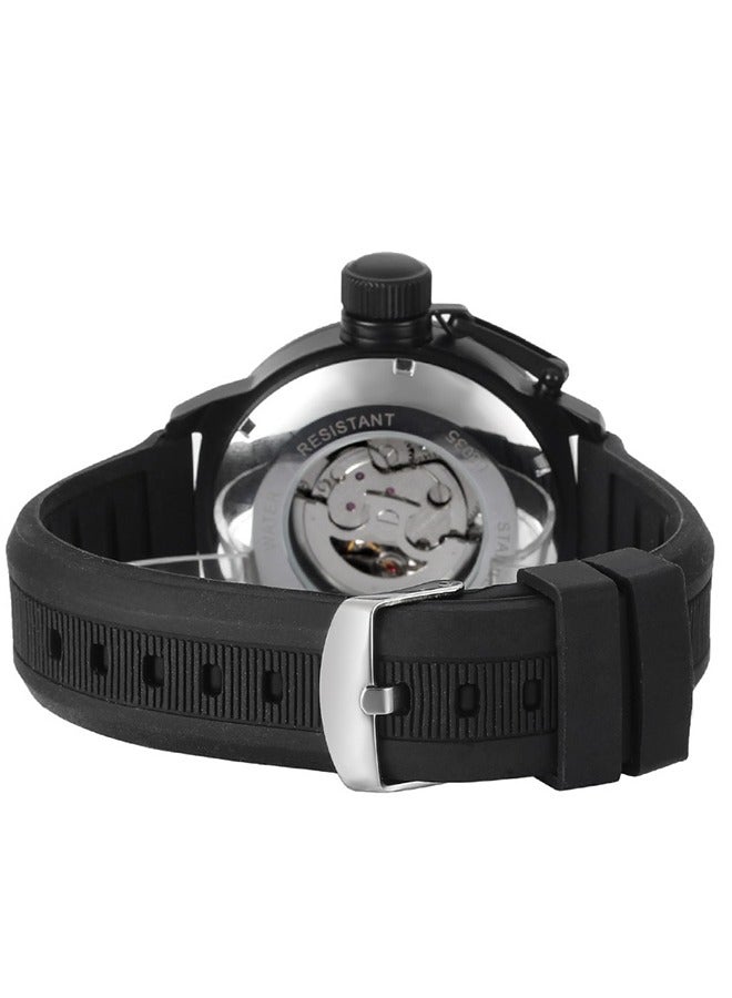 FORSINING ​​Forsining Men's Semi-Automatic Skeleton Watch - Blue Openworked Dial with Black Strap, Hand-Winding Mechanical Movement, Contemporary Casual Style for Daily Wear & Social Events​​  - Image 5
