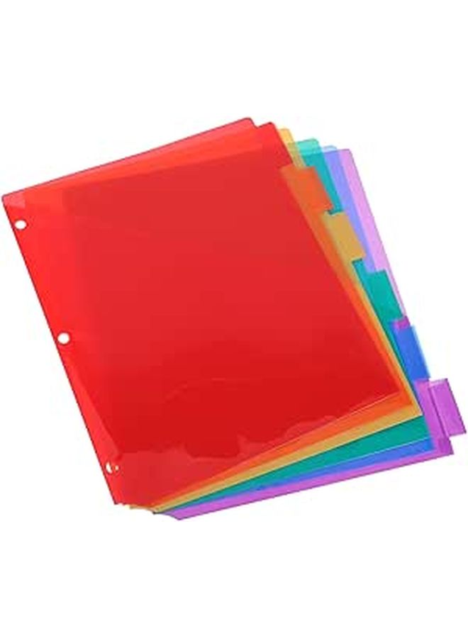 6pcs Colorful 3-Ring Binder Dividers With Pockets And Tabs Insertable Plastic Index Dividers For School Office And Document Organization - Image 1