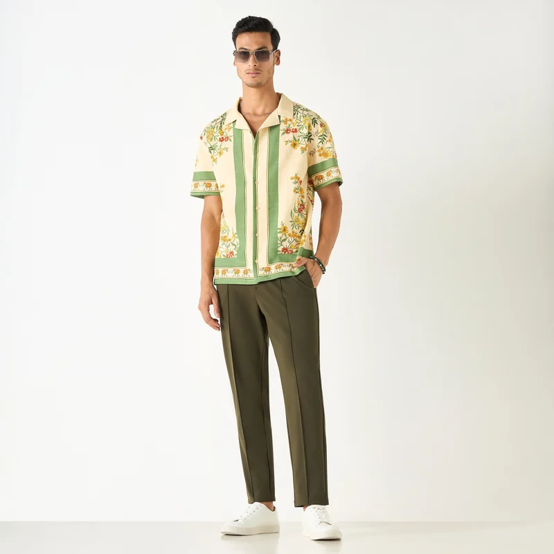 Splash FAV Relaxed Fit Floral Print Shirt with Camp Collar