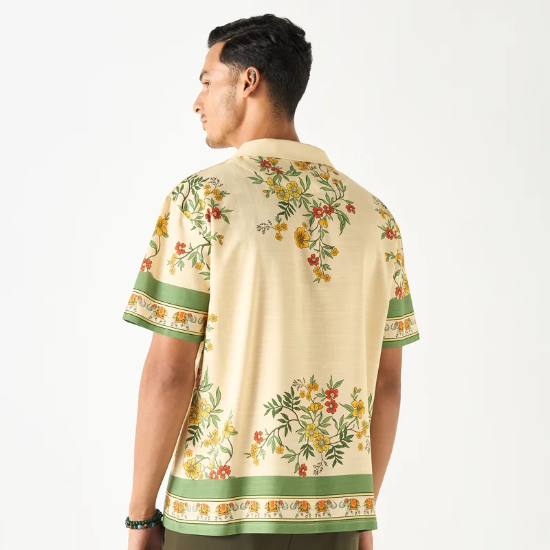 Splash FAV Relaxed Fit Floral Print Shirt with Camp Collar