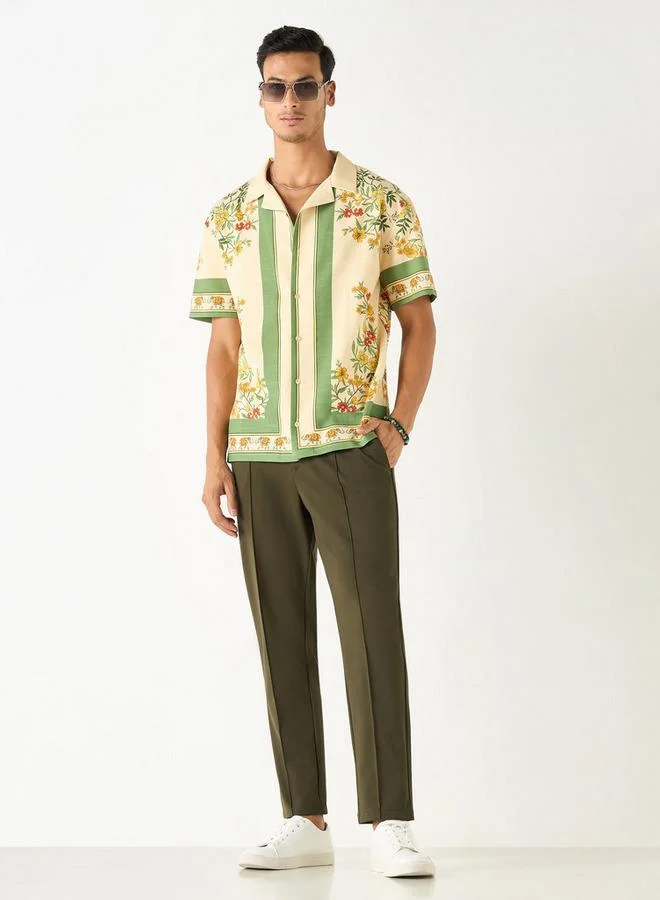 Splash FAV Relaxed Fit Floral Print Shirt with Camp Collar