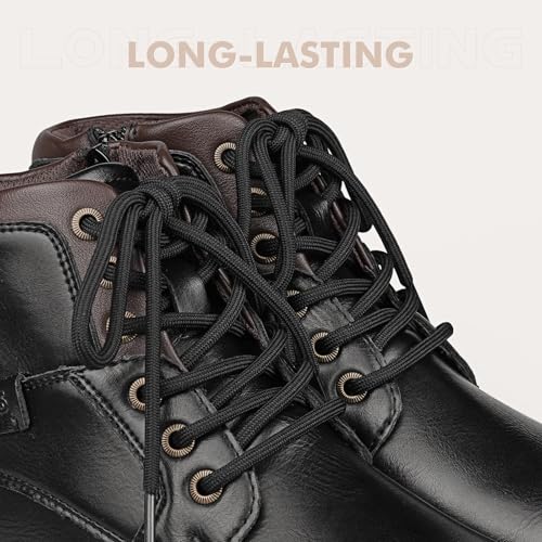 Stepace Round Shoelaces [2 Pairs] Heavy Duty Boot Shoe Laces for Hiking Work Boots Black-120(High density) - Image 3