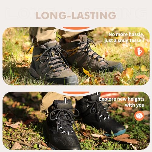 Stepace Round Shoelaces [2 Pairs] Heavy Duty Boot Shoe Laces for Hiking Work Boots Black-120(High density) - Image 5