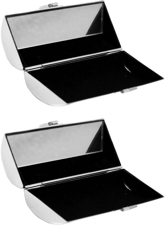 Stephanie Imports Set of 2 Capsule Shaped Lipstick Cases With Glass Mirror (Reflective Silver) - Image 2