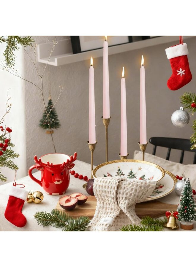 LAMAY 4PCS Tapered Candle, 10 Inch, Unscented and Smokeless, Suitable for Home, Weddings, Birthday Parties, and Home Deco?Light Pink? - Image 4