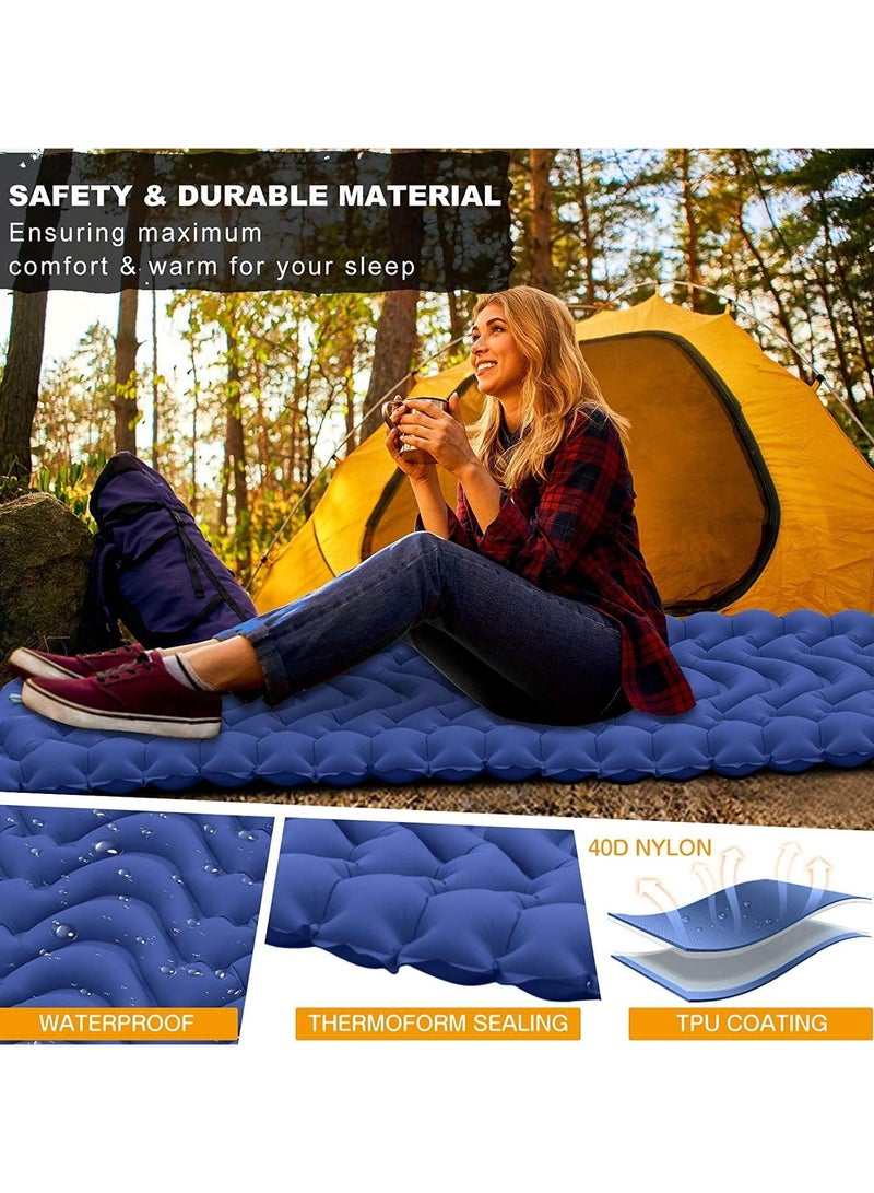 ارواق وسادة نوم للتخييم، بساط نوم قابل للنفخ بسُمك إضافي 9.9 سم مع مضخة مدمجة وسادة، مرتبة هوائية للتخييم خفيفة الوزن ومقاومة للماء للمشي لمسافات طويلة والخيمة والسفر - Image 4