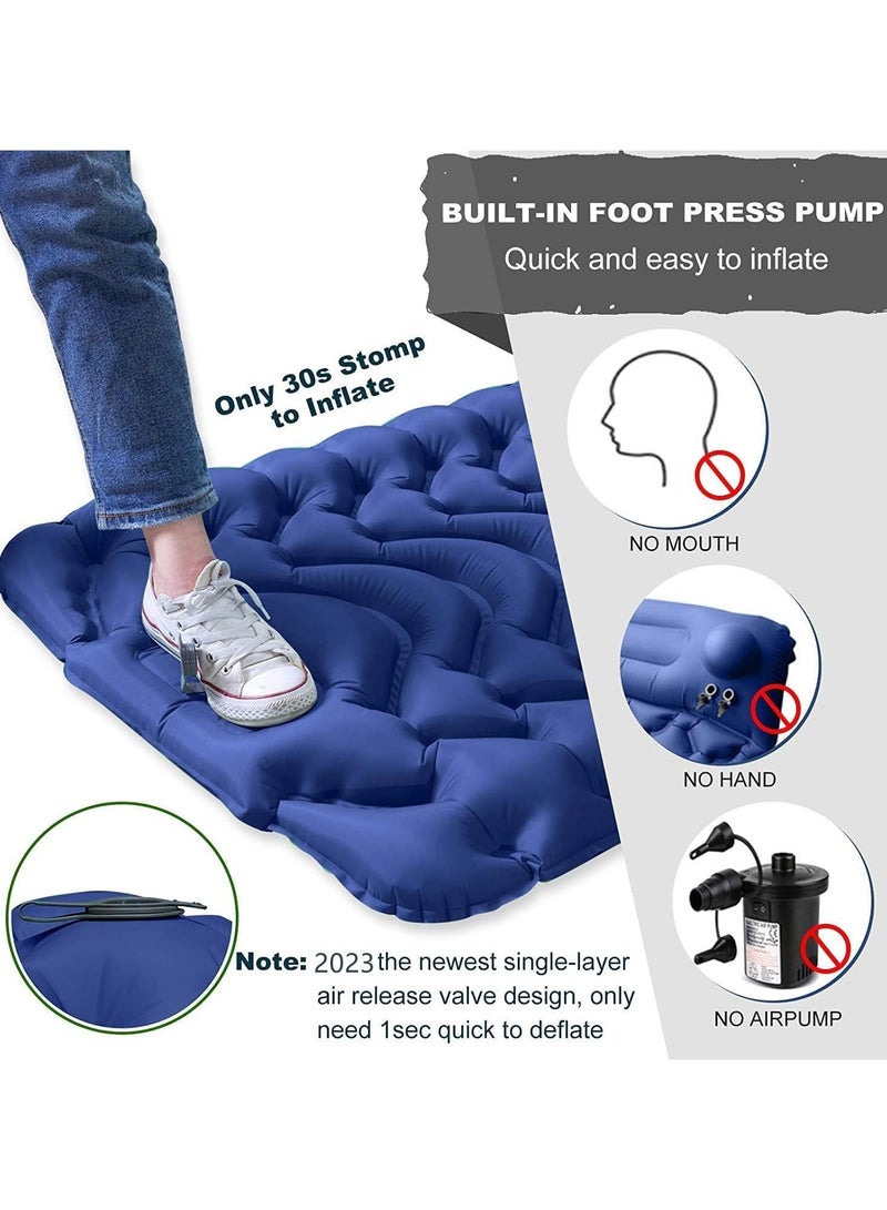 ارواق وسادة نوم للتخييم، بساط نوم قابل للنفخ بسُمك إضافي 9.9 سم مع مضخة مدمجة وسادة، مرتبة هوائية للتخييم خفيفة الوزن ومقاومة للماء للمشي لمسافات طويلة والخيمة والسفر - Image 3