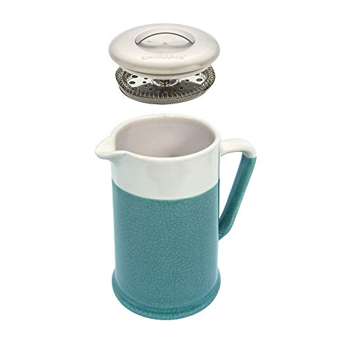 casaWare Crackled Glaze 24-Ounce Premium White Stoneware Teapot with Stainless Steel Lid/Strainer (Turquoise) - Image 2