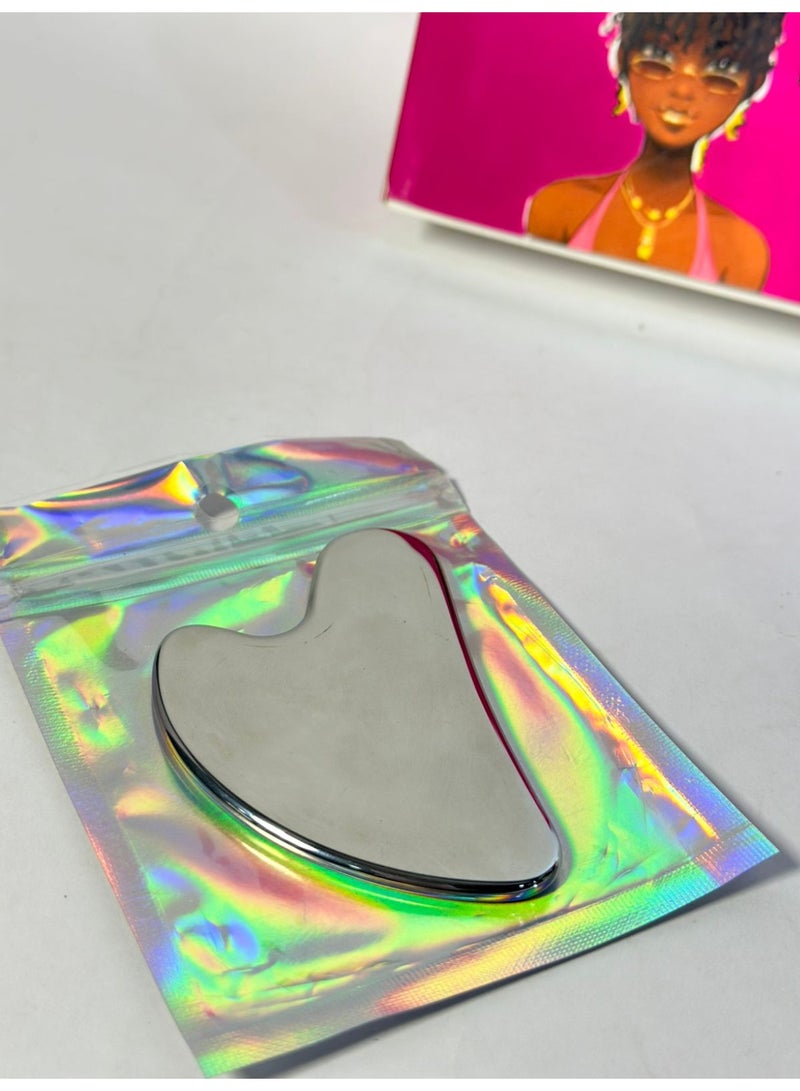 أداة تدليك الوجه المعدنية غواشا لشد الوجه والعينين والرقبة والجسم والبشرة - Image 2