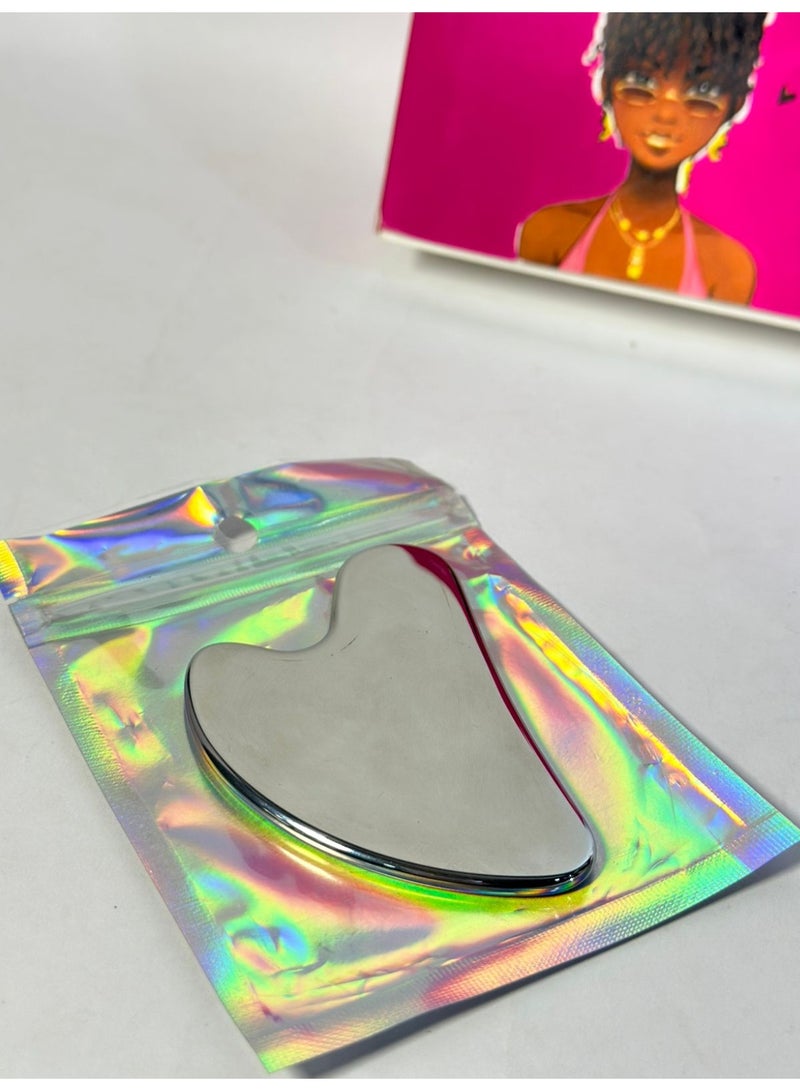 أداة تدليك الوجه المعدنية غواشا لشد الوجه والعينين والرقبة والجسم والبشرة - Image 4