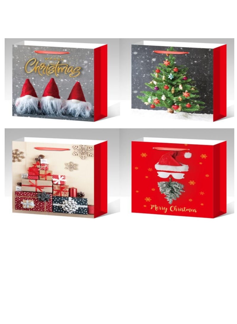 Brain Giggles Brain Giggles Pack of 12 Christmas Gift Bag - Novelty Christmas Paper Bags With Handles Assorted Christmas Tree  Santa Design Gift Wrapping Supplies  - Image 2