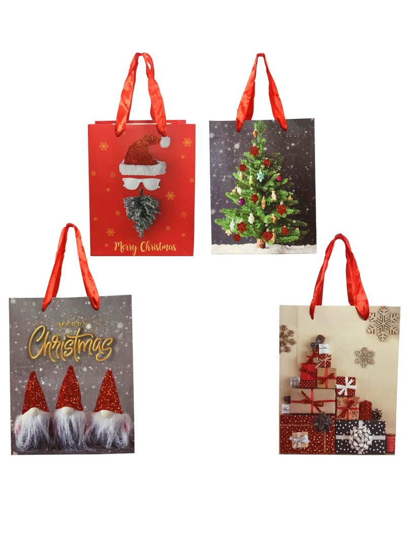 Brain Giggles Brain Giggles Pack of 12 Christmas Gift Bag - Novelty Christmas Paper Bags With Handles Assorted Christmas Tree  Santa Design Gift Wrapping Supplies  - Image 4