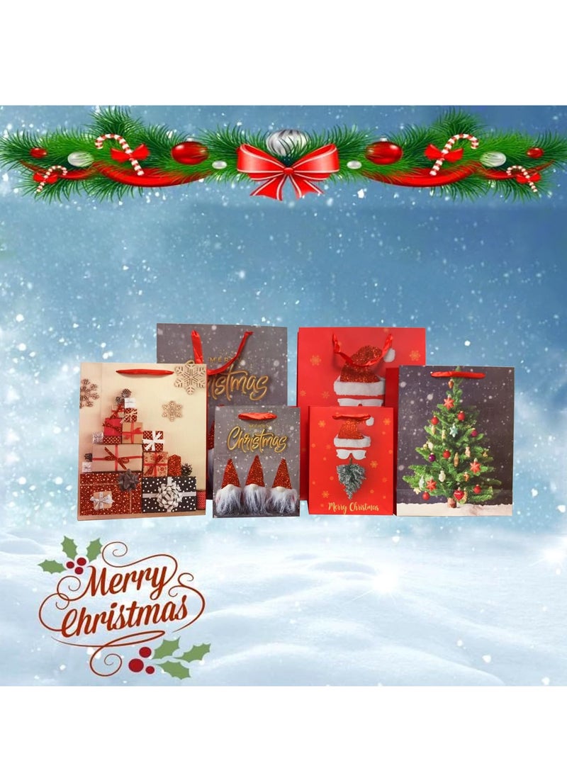 Brain Giggles Brain Giggles Pack of 12 Christmas Gift Bag - Novelty Christmas Paper Bags With Handles Assorted Christmas Tree  Santa Design Gift Wrapping Supplies  - Image 5