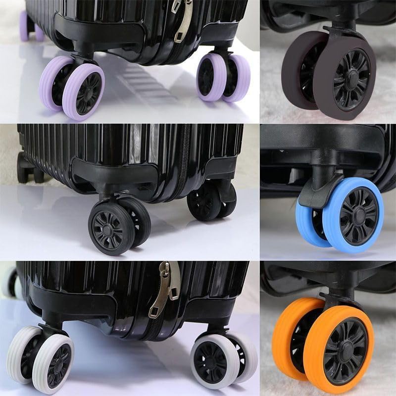 Clickswift 8 Pcs Luggage Wheels Protector Silicone Wheels Caster Shoes Travel Luggage Suitcase Reduce Noise Wheels Guard Cover Accessories Multicolor - Image 4